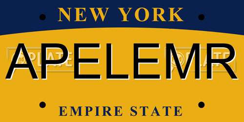 APELEMR New York License Plate