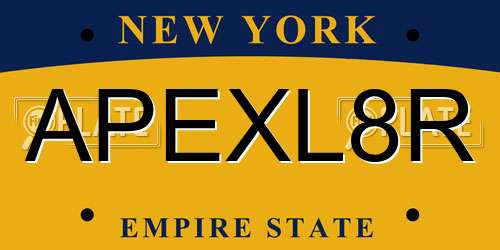 APEXL8R New York License Plate