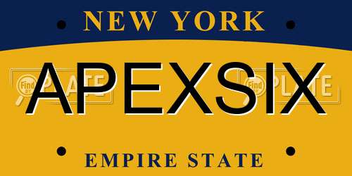 APEXSIX New York License Plate