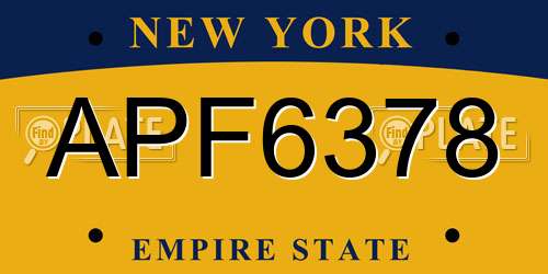 APF6378 New York License Plate