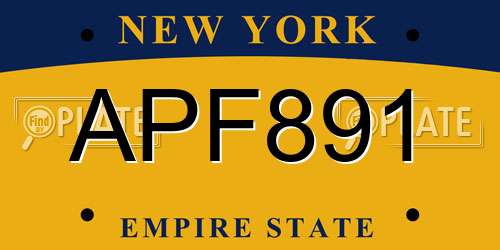 APF891 New York License Plate