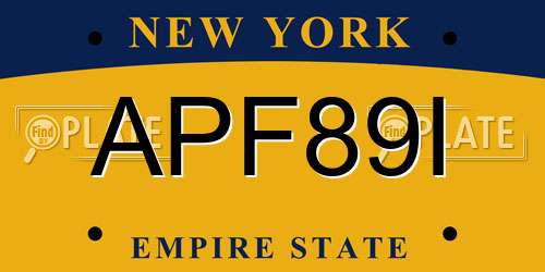 APF89I New York License Plate
