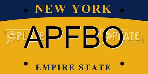 APFBO New York License Plate