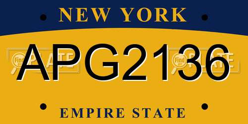 APG2136 New York License Plate