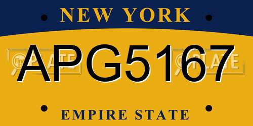 APG5167 New York License Plate