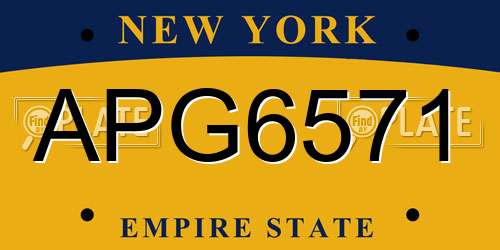 APG6571 New York License Plate