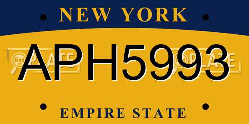 APH5993 New York License Plate