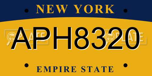 APH8320 New York License Plate