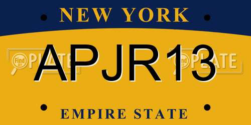 APJR13 New York License Plate