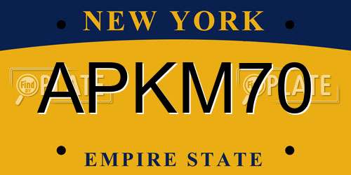 APKM70 New York License Plate