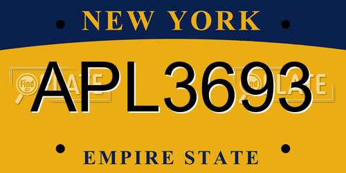 APL3693 New York License Plate