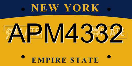 APM4332 New York License Plate