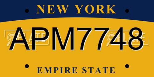 APM7748 New York License Plate