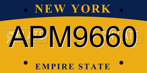 APM9660 New York License Plate