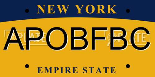 APOBFBC New York License Plate