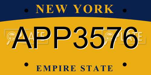 APP3576 New York License Plate