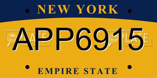 APP6915 New York License Plate