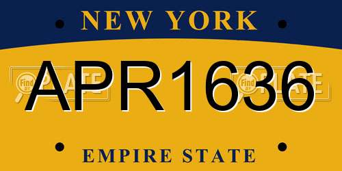 APR1636 New York License Plate
