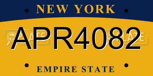 APR4082 New York License Plate