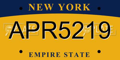 APR5219 New York License Plate