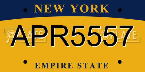 APR5557 New York License Plate