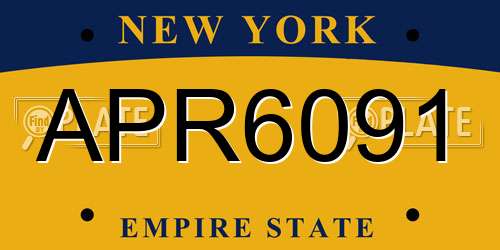 APR6091 New York License Plate