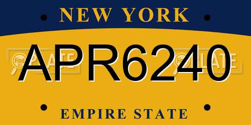 APR6240 New York License Plate