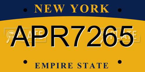 APR7265 New York License Plate