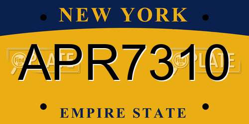 APR7310 New York License Plate