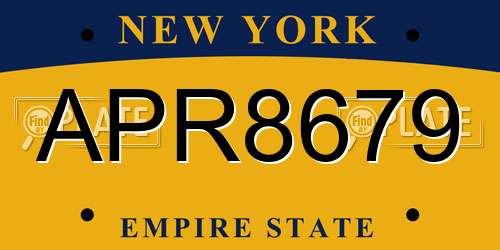 APR8679 New York License Plate
