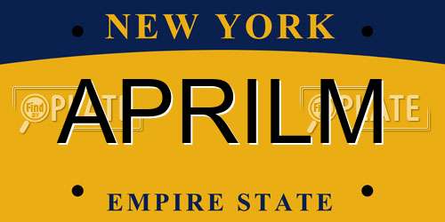 APRILM New York License Plate