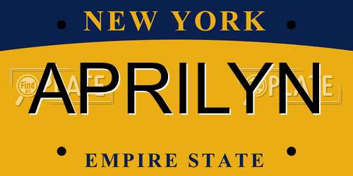 APRILYN New York License Plate
