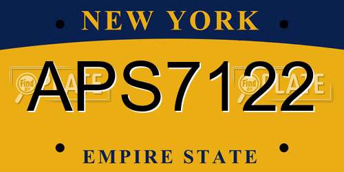 APS7122 New York License Plate