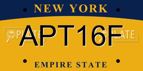 APT16F New York License Plate
