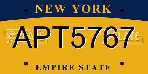 APT5767 New York License Plate