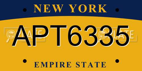 APT6335 New York License Plate