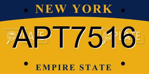 APT7516 New York License Plate