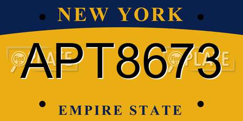 APT8673 New York License Plate