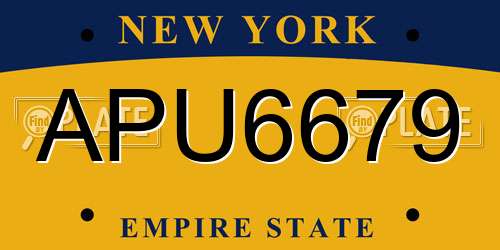 APU6679 New York License Plate