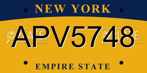 APV5748 New York License Plate