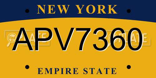 APV7360 New York License Plate