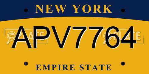 APV7764 New York License Plate