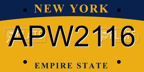 APW2116 New York License Plate