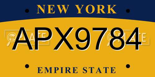 APX9784 New York License Plate