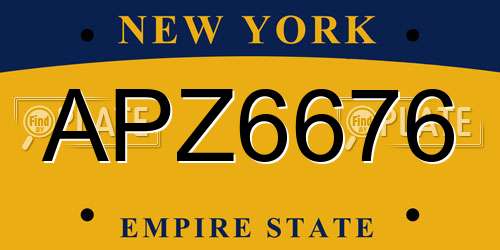 APZ6676 New York License Plate
