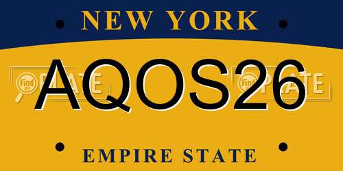AQOS26 New York License Plate