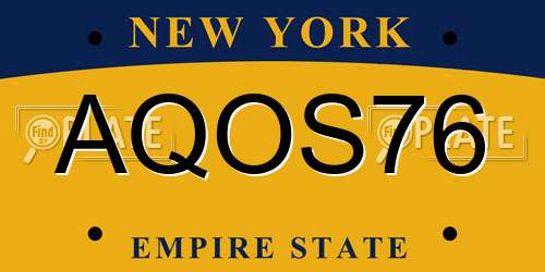 AQOS76 New York License Plate
