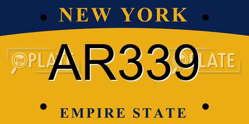 AR339 New York License Plate