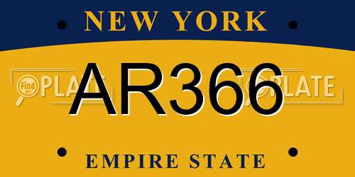 AR366 New York License Plate