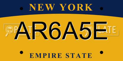 AR6A5E New York License Plate